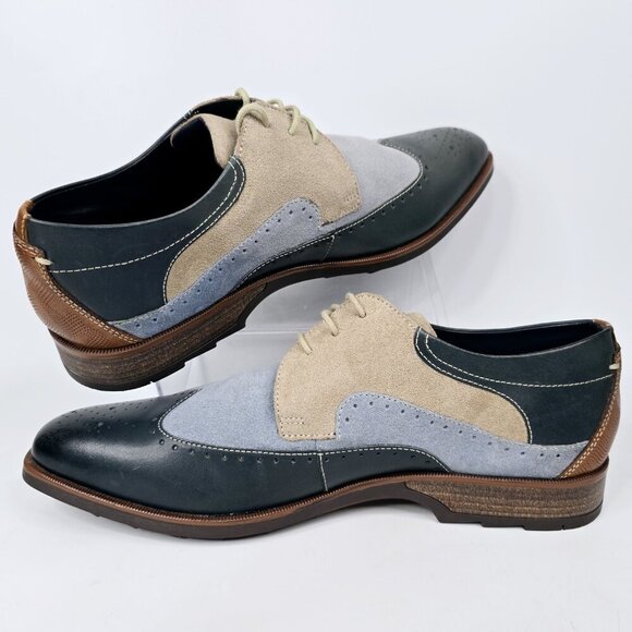 Stacy Adams Kitt Wingtip Leather Oxfords Multicolor Two-Tone Men's Size 11 NWB - Picture 2 of 12